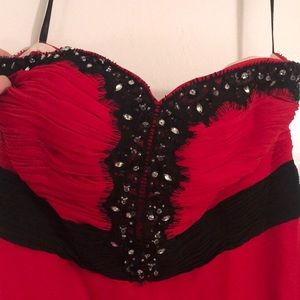 Beautiful long strapless red prom dress